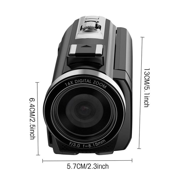 Dvc Camera, Full HD 1080P Video Camcorder, 3-Inch Tft LCD Screen, 270° Rotating IPS Display, Includes Remote & 32GB Memory Card