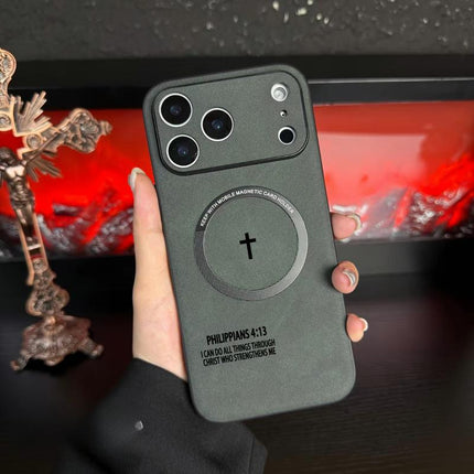 Philippians 4:13 Leather Magsafe Phone Case for Iphone 11-17 Pro Max| High-End Magnetic Charging| Anti-Drop & Anti-Slip Cover