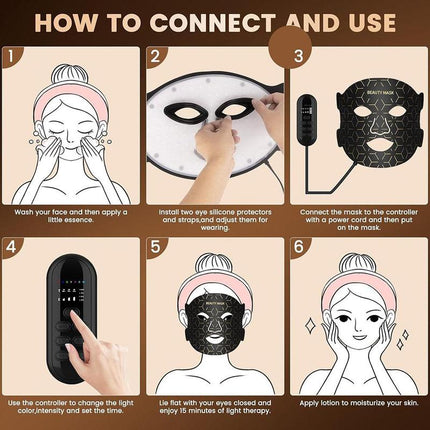 LED Facial Skin Care Mask, 7 Color LED Light Therapy, Rechargeable Beauty Mask, Electronic Silicone Face Mask for Women & Girls