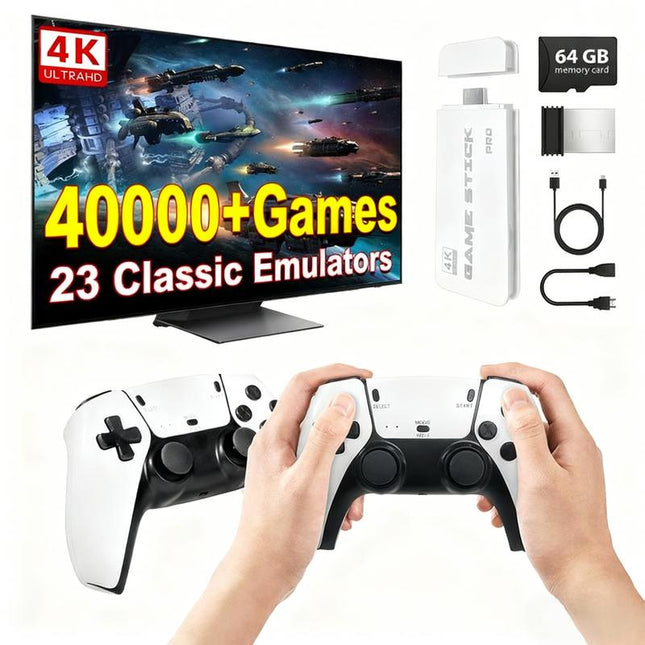 2026 New Console 40000+ Games Wireless Controllers Plug and Play 4K HD HDMI TV Game Stick White Protection Wireless HD Retro Game Stick Fun Party M15 Wireless Retro Game Hdmi Output Game Joystick Classic Video Game Rg 406 H Rechargeable Handle