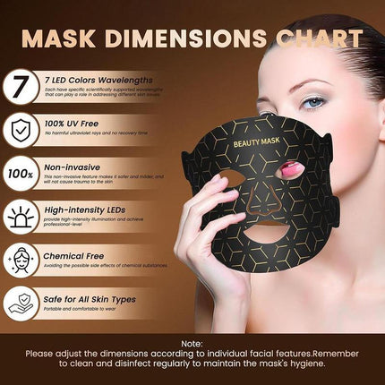 LED Facial Skin Care Mask, 7 Color LED Light Therapy, Rechargeable Beauty Mask, Electronic Silicone Face Mask for Women & Girls