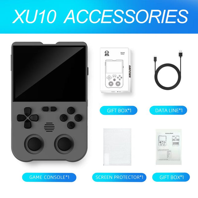 AMPOWN XU10 3.5 Inch Handheld Game Console for Summer, Retro 64G High-End Gaming Console, Dual Card Slot Support TF Card Expansion to 512GB, Support C2C Charger Protection White-64G