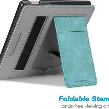 Stand Case for Kindle Oasis (10Th/9Th Generation, 2019/2017 Release) - Premium PU Leather Sleeve Cover with Card Slot and Hand Strap, Turquoise