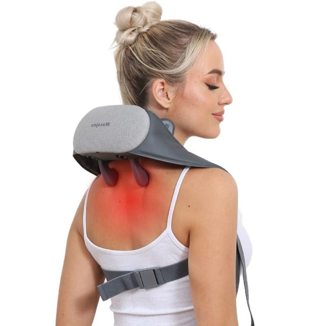 Neck Massager for Pain Relief Deep Tissue, Cordless Neck and Shoulder Massager with Soothing Heat, Rechargeable Portable Hand-Free Design