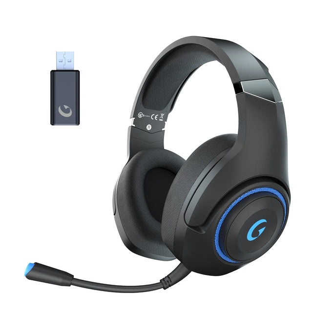 Wireless Gaming Headsets for PS5 PC Switch PC with Bluetooth 5.2, 2.4 Ghz USB Gaming Headphones with Detachable Microphone, 40H Battery Life, 3.5Mm Wired for Xbox Series,Black