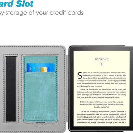 Stand Case for Kindle Oasis (10Th/9Th Generation, 2019/2017 Release) - Premium PU Leather Sleeve Cover with Card Slot and Hand Strap, Turquoise