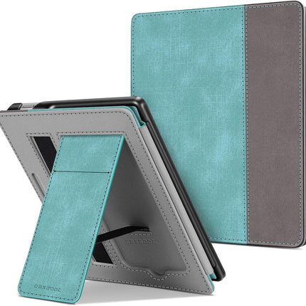 Stand Case for Kindle Oasis (10Th/9Th Generation, 2019/2017 Release) - Premium PU Leather Sleeve Cover with Card Slot and Hand Strap, Turquoise