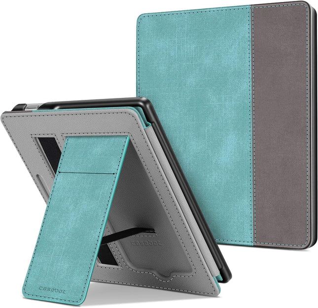 Stand Case for Kindle Oasis (10Th/9Th Generation, 2019/2017 Release) - Premium PU Leather Sleeve Cover with Card Slot and Hand Strap, Turquoise