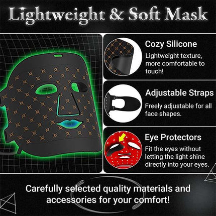 Tranquilglow Portable and Rechargeable LED Therapy / Skin Care FDA Cleared LED Face Mask with 7 Different Modes Lights, Boost Collagen Production for Younger-Looking Skin, Reducing Wrinkles and Improving Plumpness, Increase Skin Elasticity and Gloss.