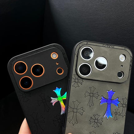 Cross-Patterned Laser Gradient Phone Case, Compatible with Iphone 17/16/15/14/13/12/11 Pro/Max/Air, Features a Slim-Fit Design with PU Leather and TPU Back Cover, Providing Drop Protection. Also Compatible with Iphone 16/15/14 Plus.