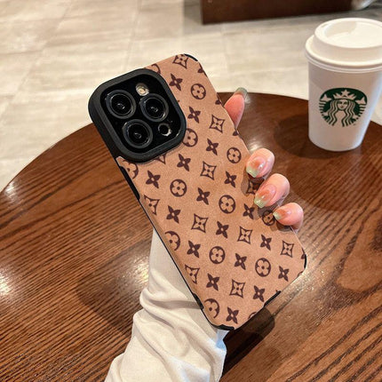 Classic Vintage Floral Pattern Phone Case Fine Hole Imitation Fur Anti-Drop Cover for Iphone 17 16 15 14 13 12 11 Pro Max plus X XS Max
