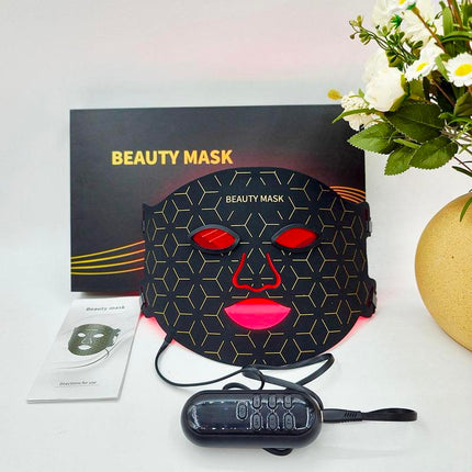 LED Facial Skin Care Mask, 7 Color LED Light Therapy, Rechargeable Beauty Mask, Electronic Silicone Face Mask for Women & Girls