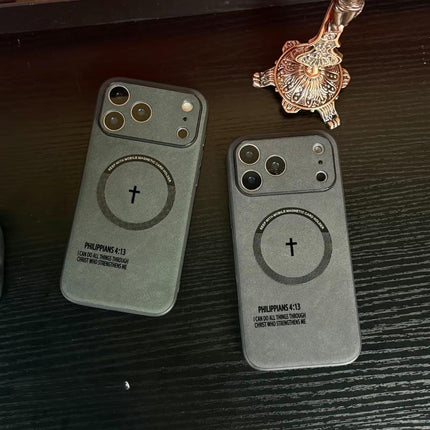 Philippians 4:13 Leather Magsafe Phone Case for Iphone 11-17 Pro Max| High-End Magnetic Charging| Anti-Drop & Anti-Slip Cover