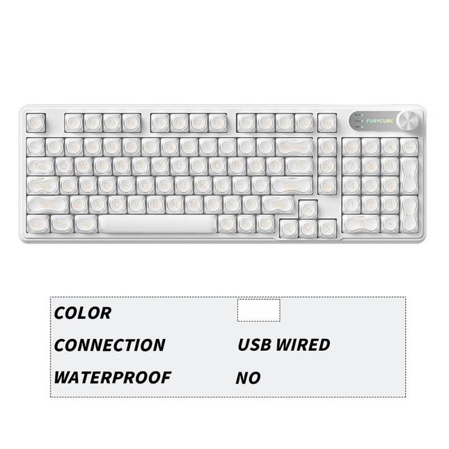 FURYCUBE IP98 Foundation Keyboard 98Keys Wired with Number Pad Silent Media Knob Custom Mechanical Feel RGB Backlit Ergonomic for PC MAC PS4 Xbox ONE